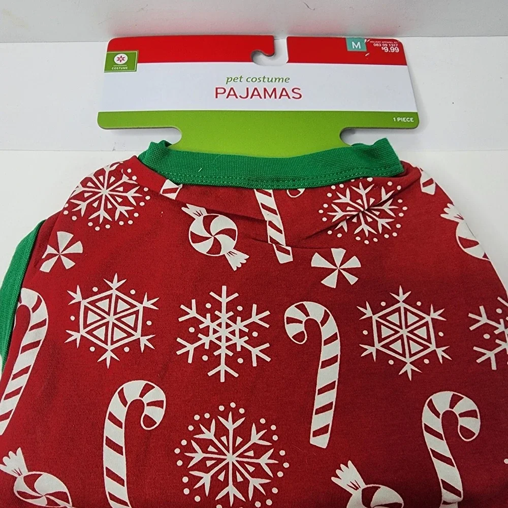 Target Holiday Dog Pet Pajamas Costume Snowflake & Candy Cane Medium New 50 lbs